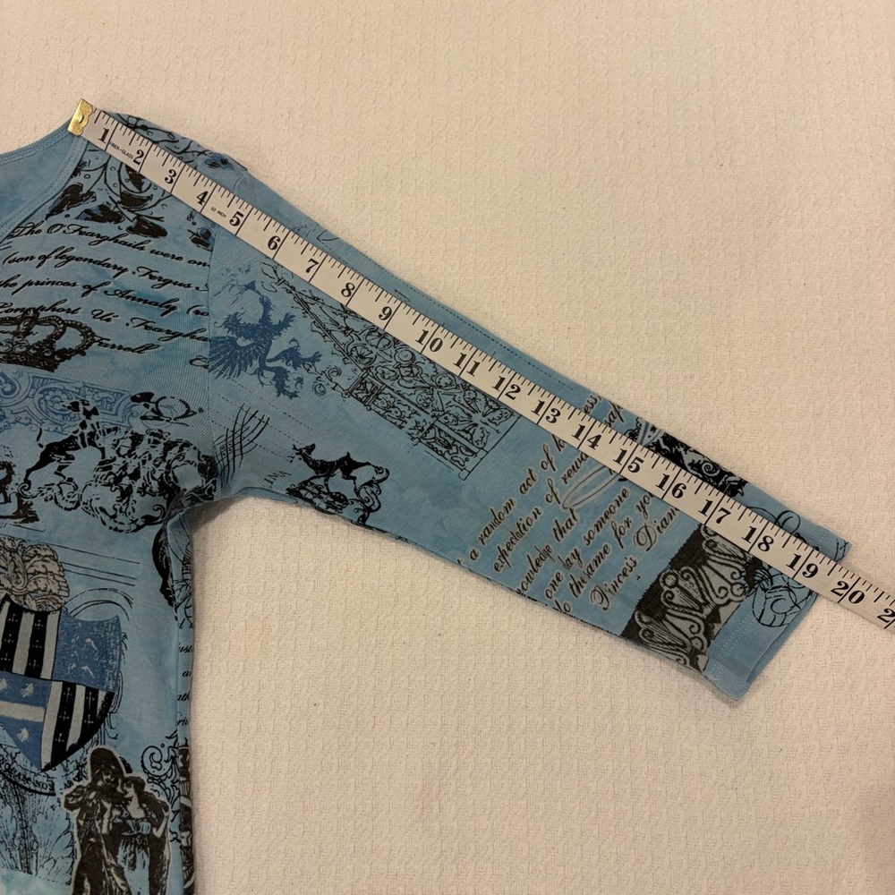VTG Glima Y2K Grunge Gothic Print Top Size Medium Made in USA Royalty - Picture 12 of 14